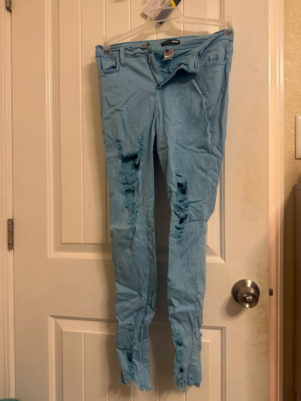 Fashion Nova Light Blue Ripped Skinny Jeans